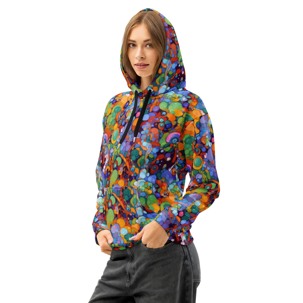 Chromatic Pebble Riot on Cotton Hoodie — Left Front