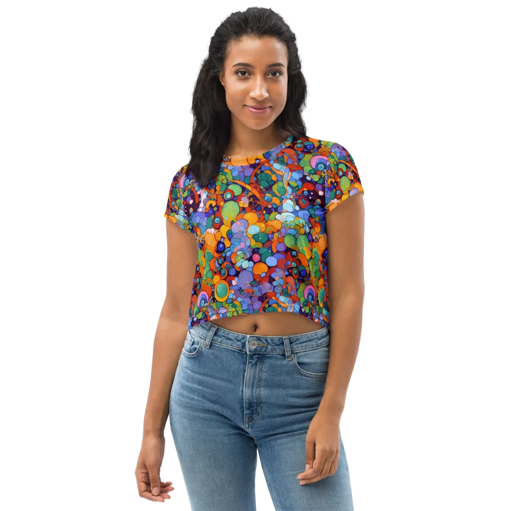 Chromatic Pebble Riot on Crop Tee — Front