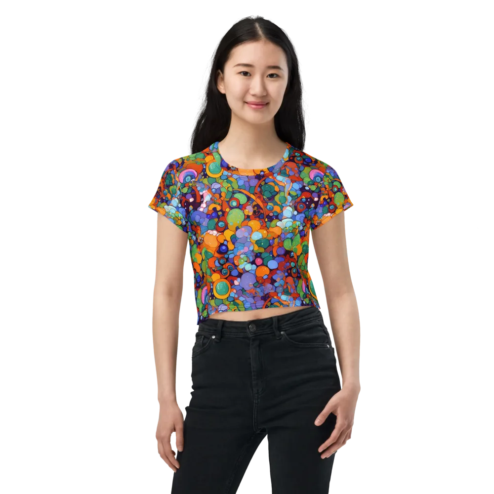 Chromatic Pebble Riot on Crop Tee — Front