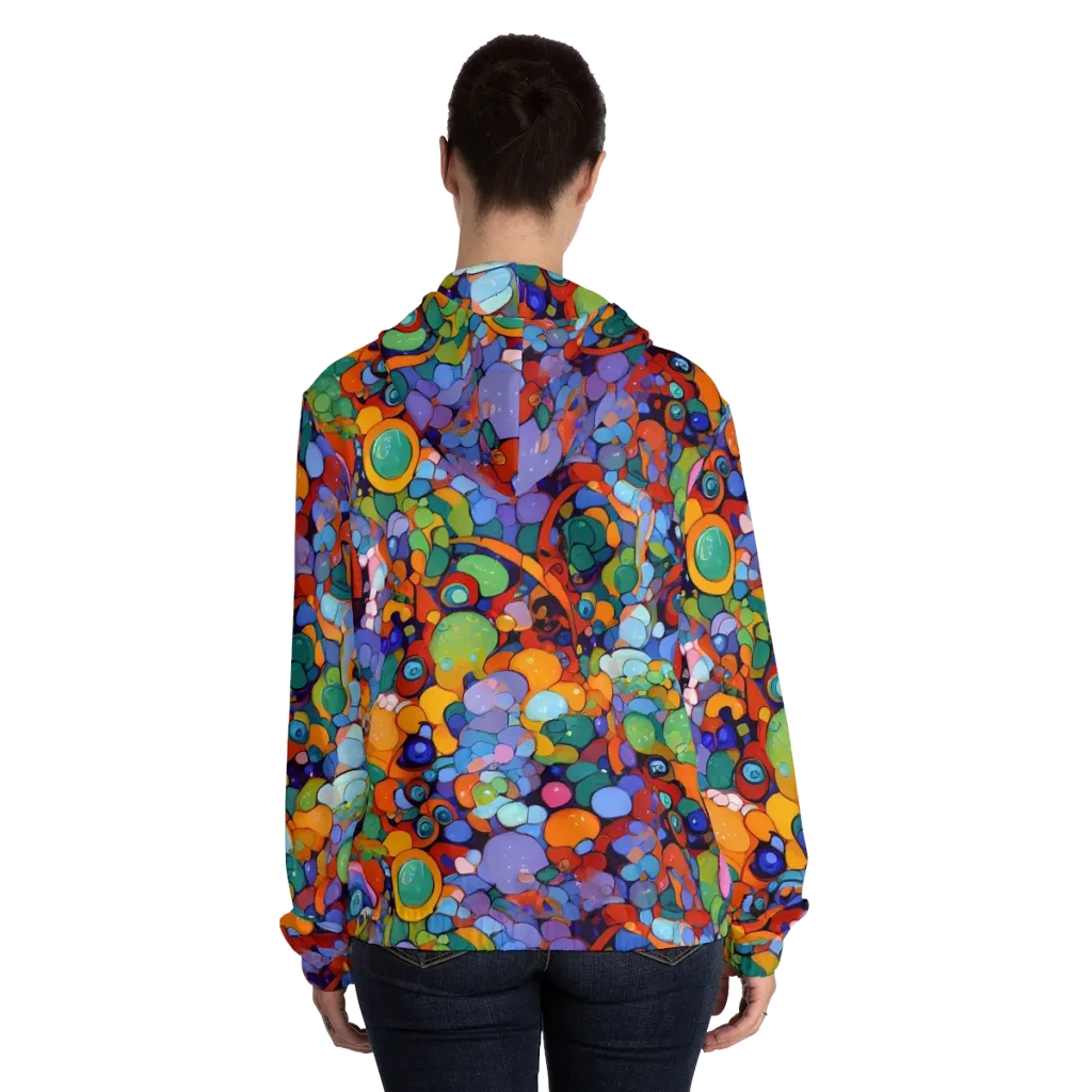 Chromatic Pebble Riot on Women's Full-Zip Hoodie — Back On Person