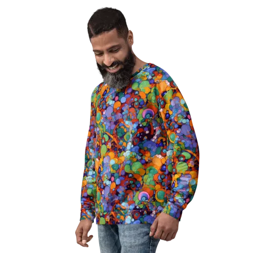 Chromatic Pebble Riot on a Sweatshirt