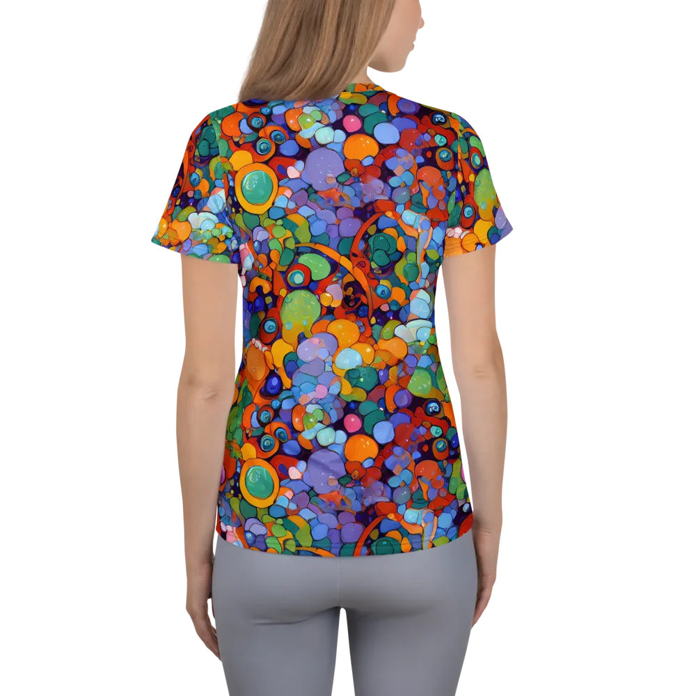 Chromatic Pebble Riot on Women's Athletic T-Shirt — Back
