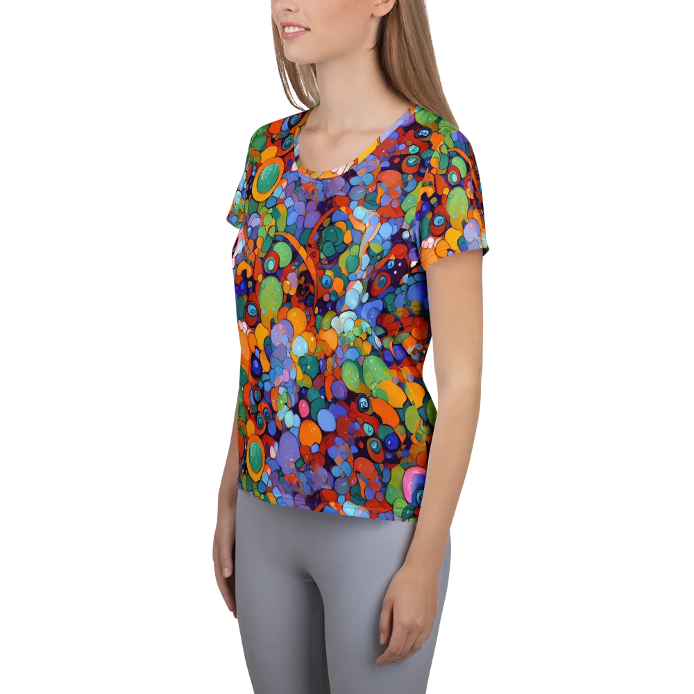 Chromatic Pebble Riot on Women's Athletic T-Shirt — Left