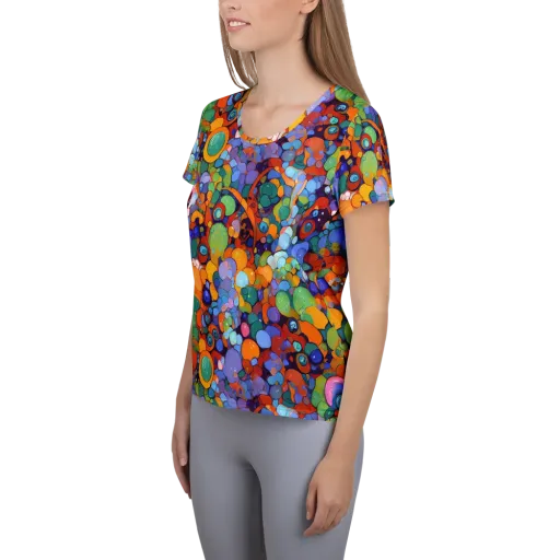 Chromatic Pebble Riot on a Women's Athletic T-Shirt