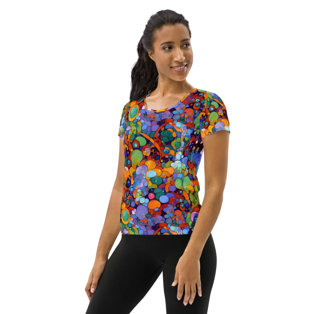 Chromatic Pebble Riot on Women's Athletic T-Shirt — Left