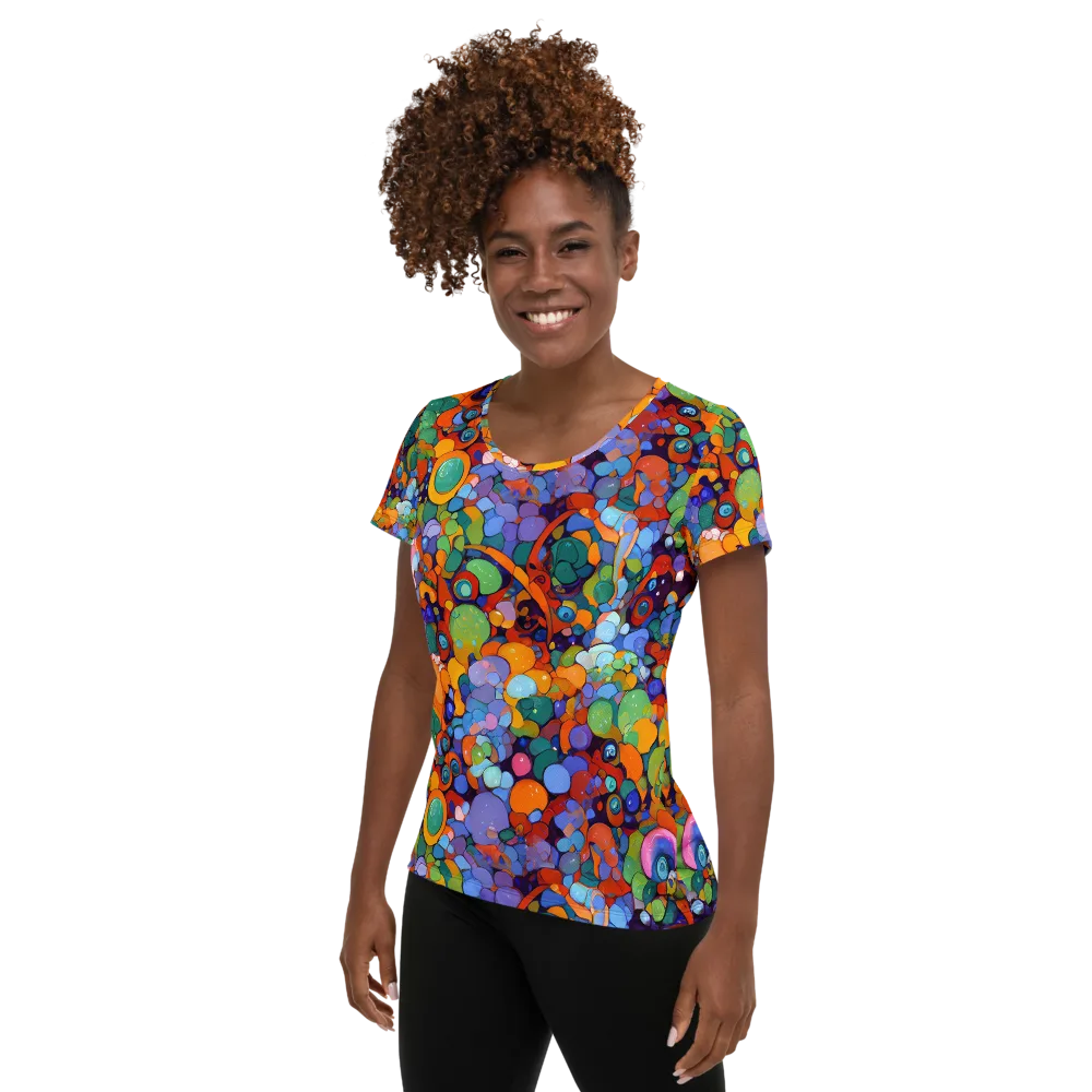 Chromatic Pebble Riot on Women's Athletic T-Shirt — Left