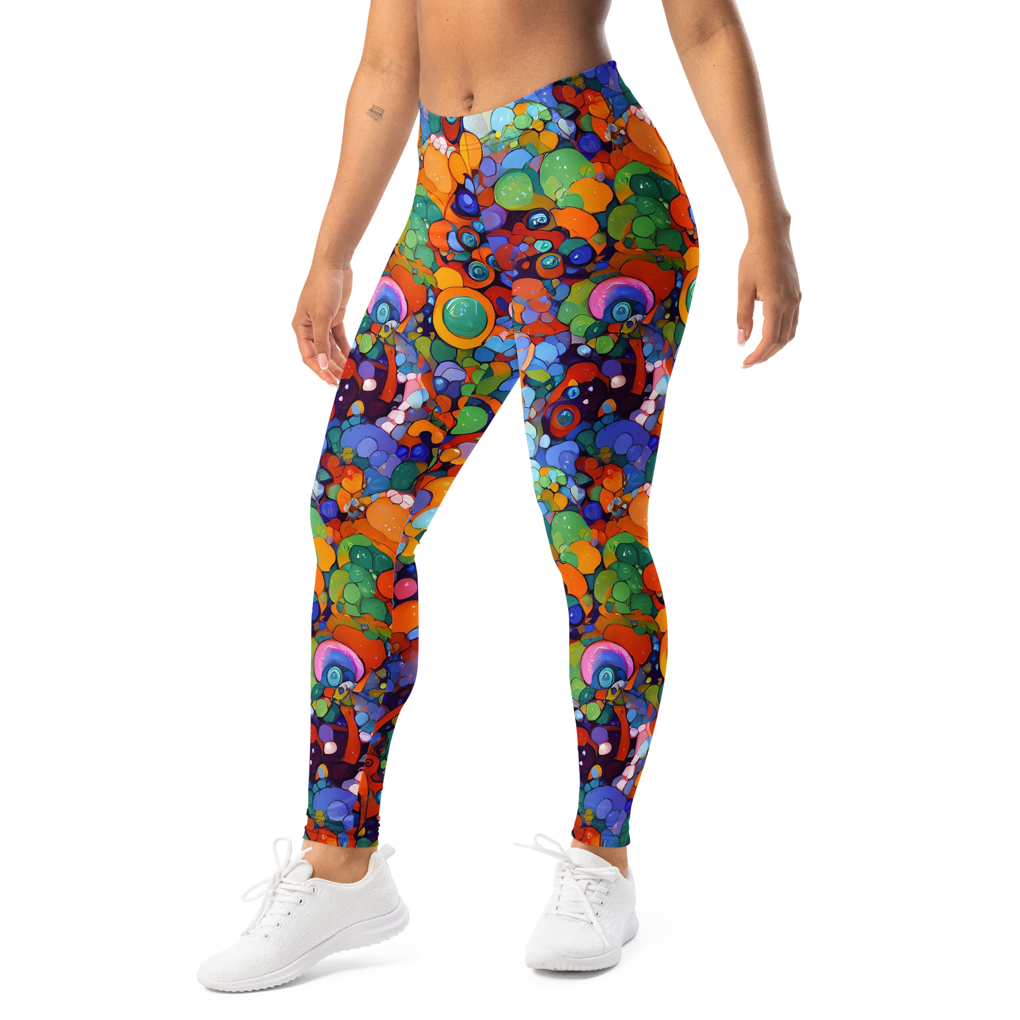 Chromatic Pebble Riot on Leggings — Left Front