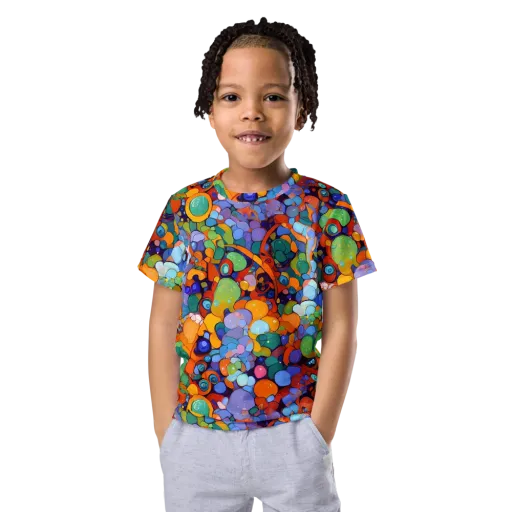 Chromatic Pebble Riot on a Kids Crew Neck T-Shirt