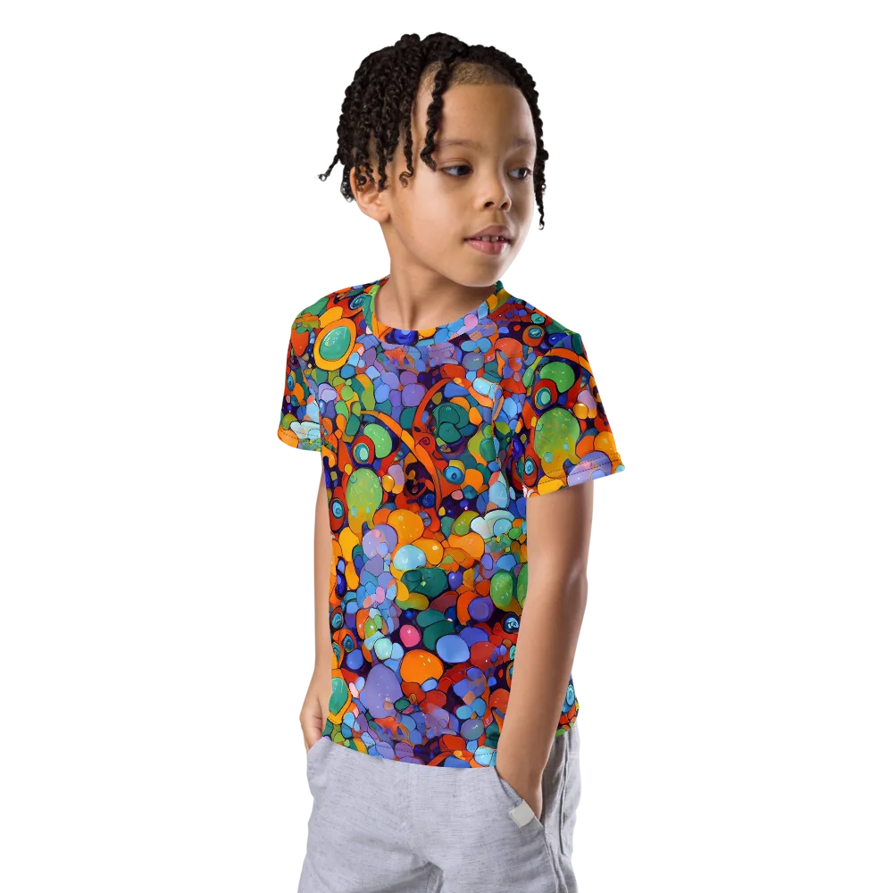 Chromatic Pebble Riot on Kids Crew Neck T-Shirt — Left Front