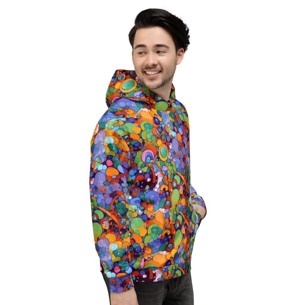 Chromatic Pebble Riot on Hoodie — Right