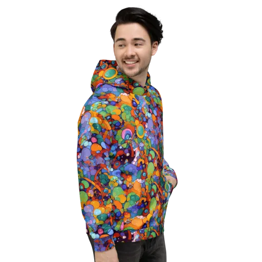 Chromatic Pebble Riot on a Hoodie
