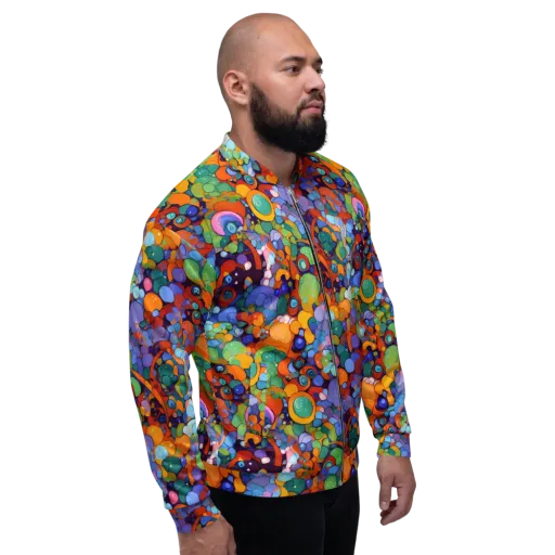 Chromatic Pebble Riot on a Bomber Jacket
