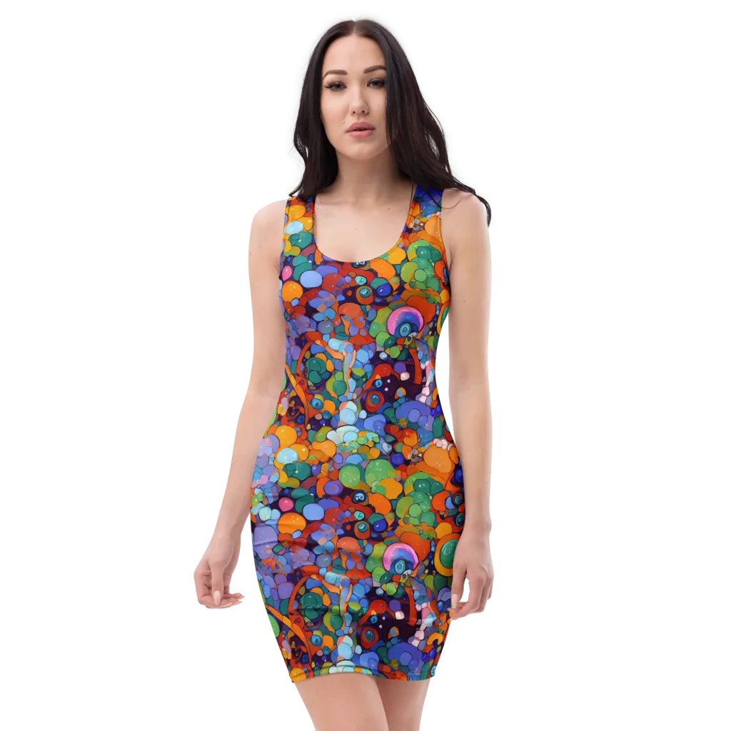 Chromatic Pebble Riot on Bodycon Dress — Front