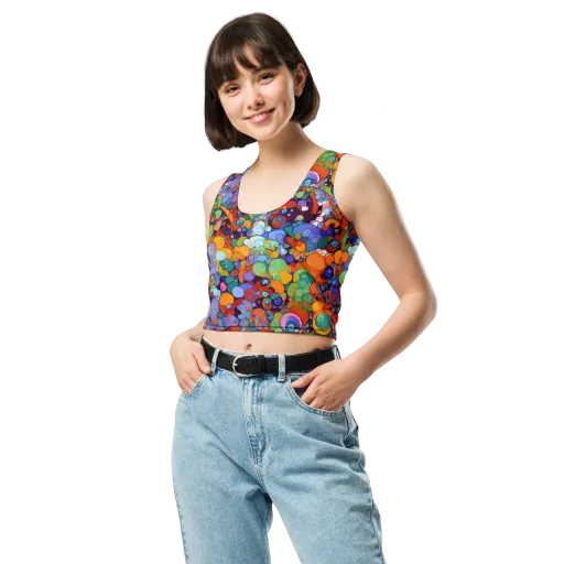 Chromatic Pebble Riot on a Crop Top
