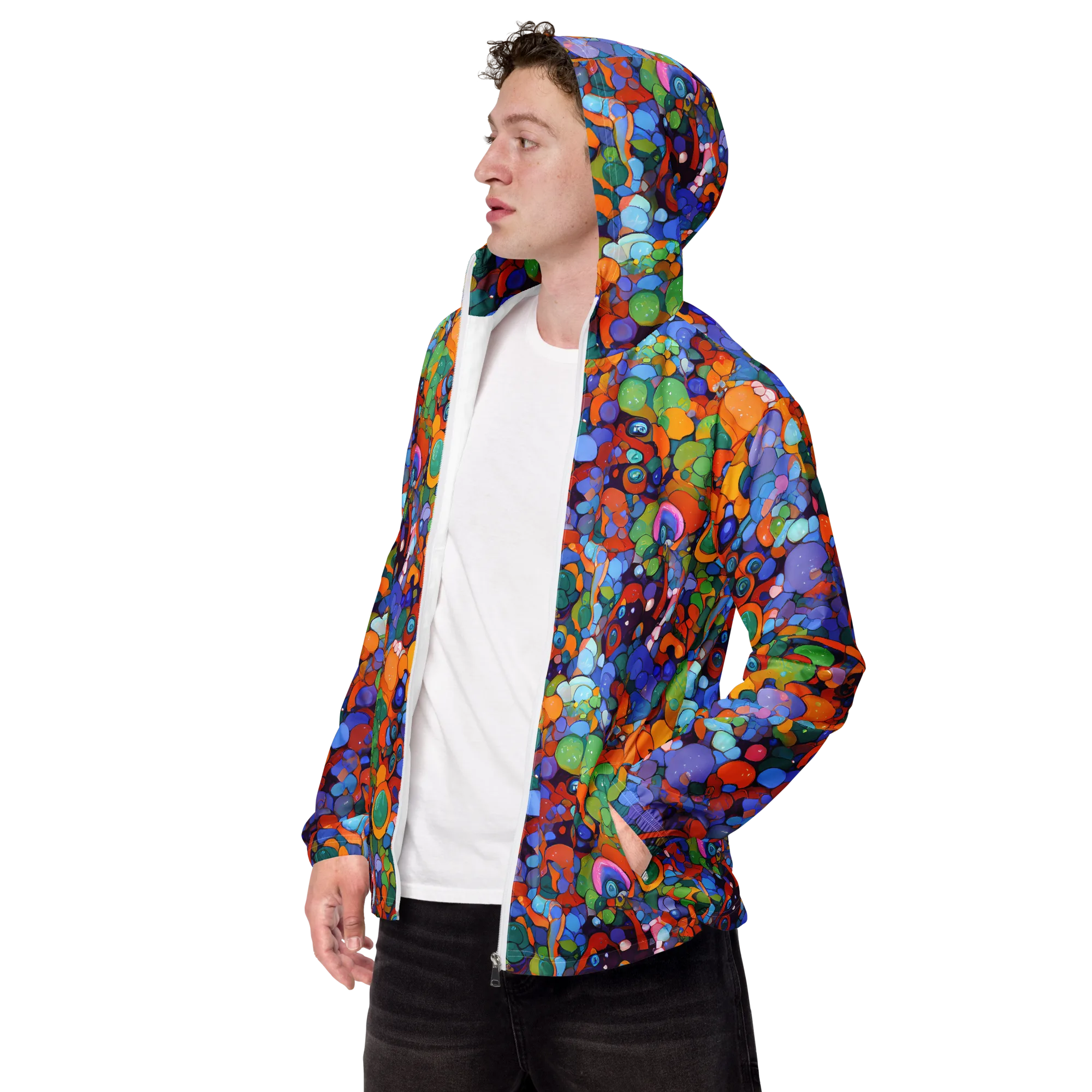 Chromatic Pebble Riot on Men's Windbreaker — Left Front