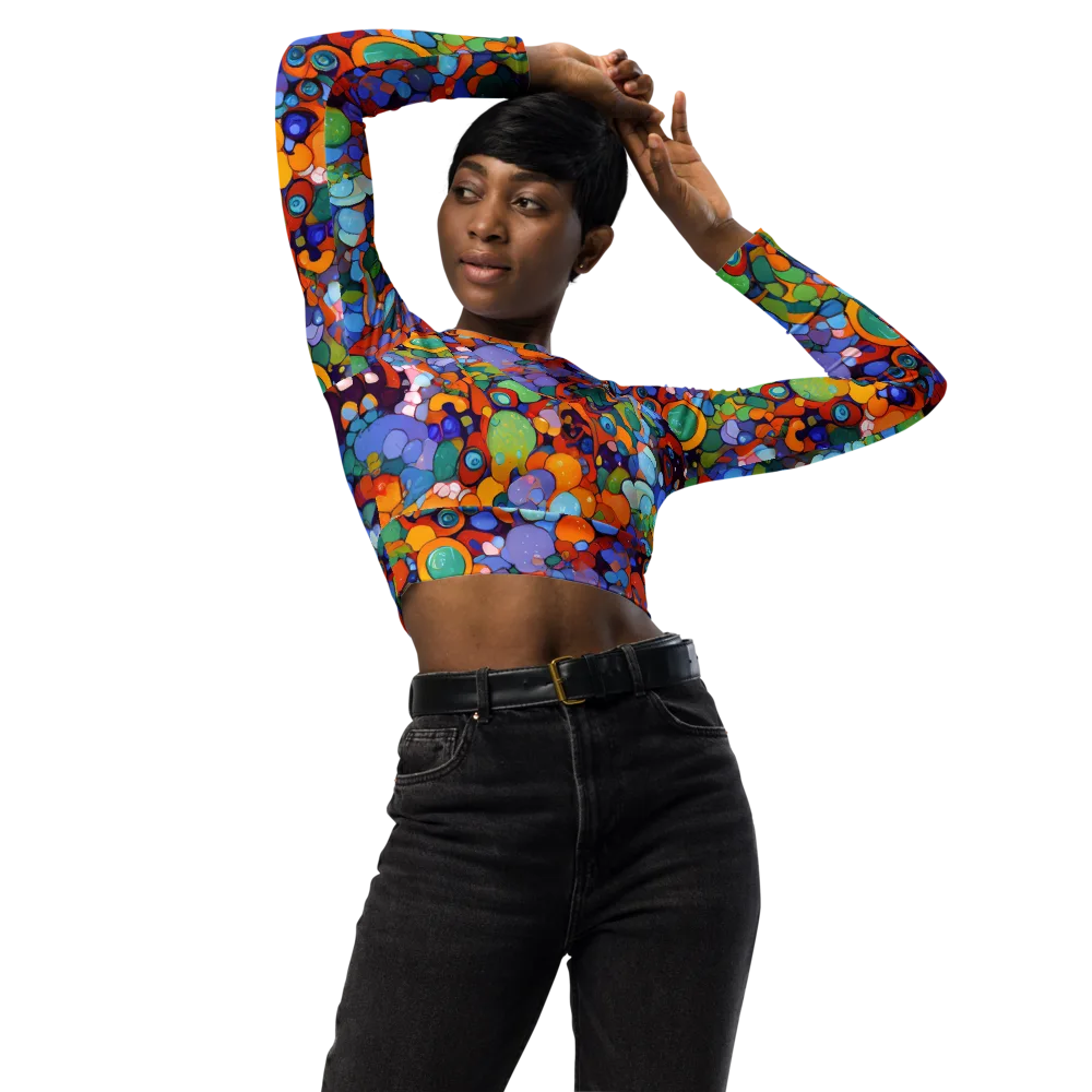 Chromatic Pebble Riot on Long Sleeve Crop Top — Front