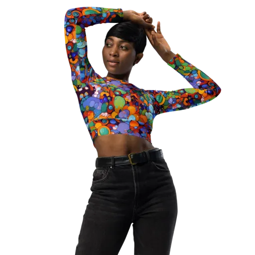 Chromatic Pebble Riot on a Long Sleeve Crop Top