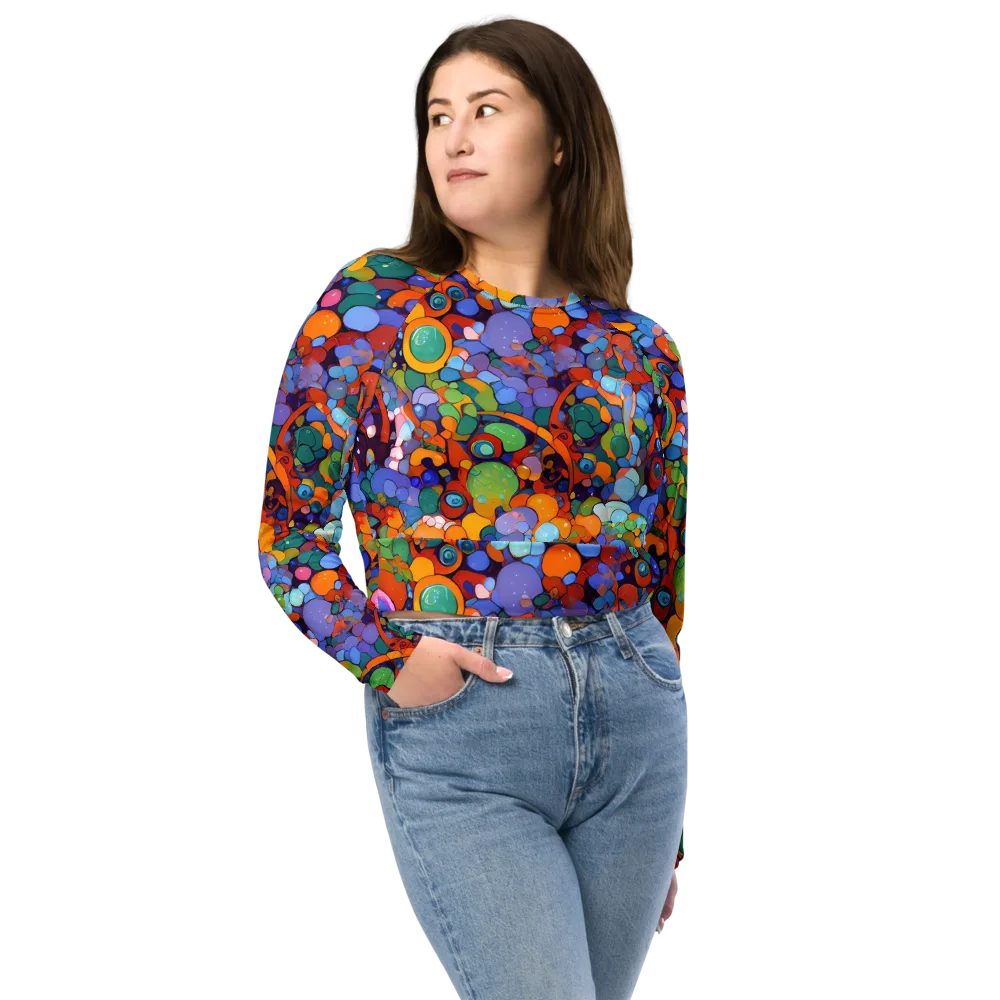 Chromatic Pebble Riot on Long Sleeve Crop Top — Front