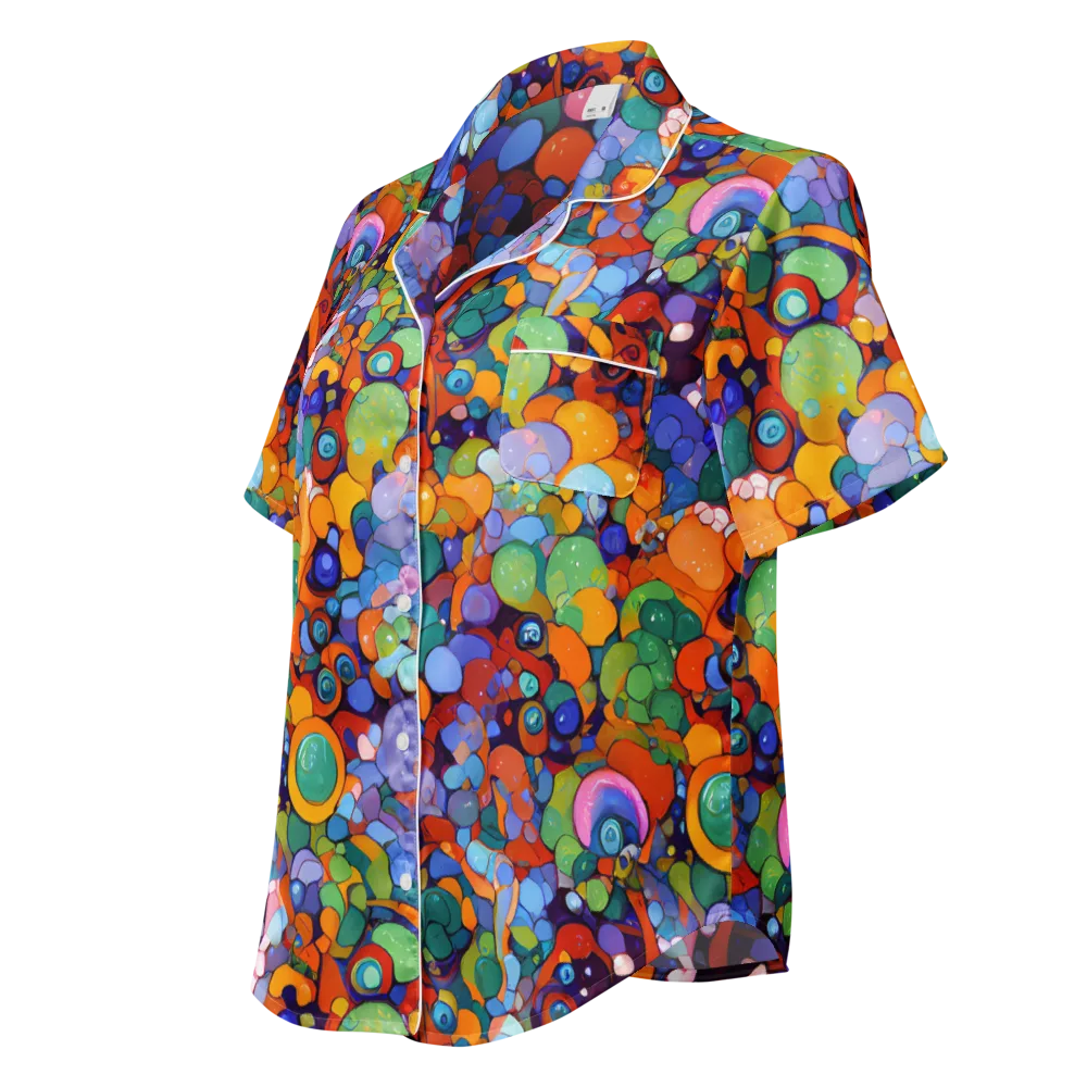 Chromatic Pebble Riot on Women's Short Sleeve Pajama Top — Left Front
