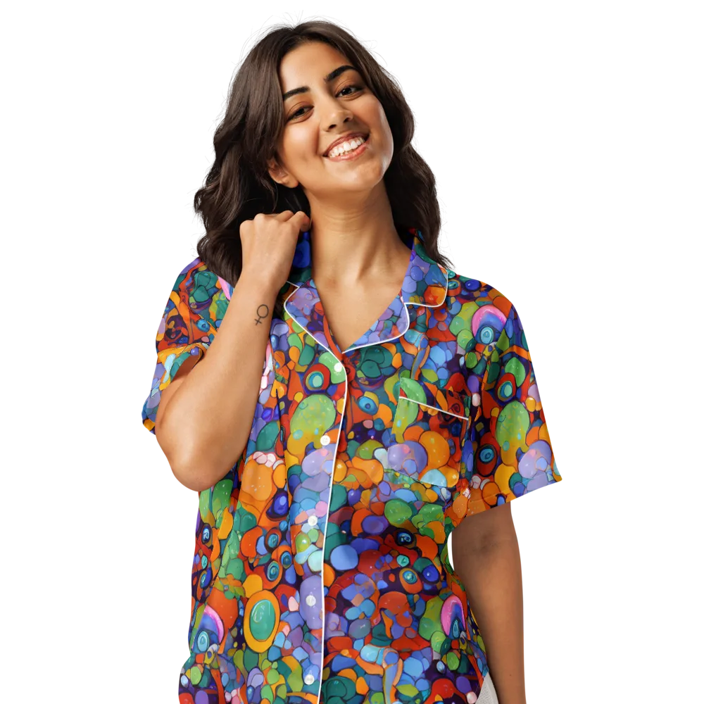 Chromatic Pebble Riot on Women's Short Sleeve Pajama Top — Front