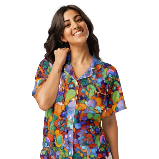Chromatic Pebble Riot on a Women's Short Sleeve Pajama Top