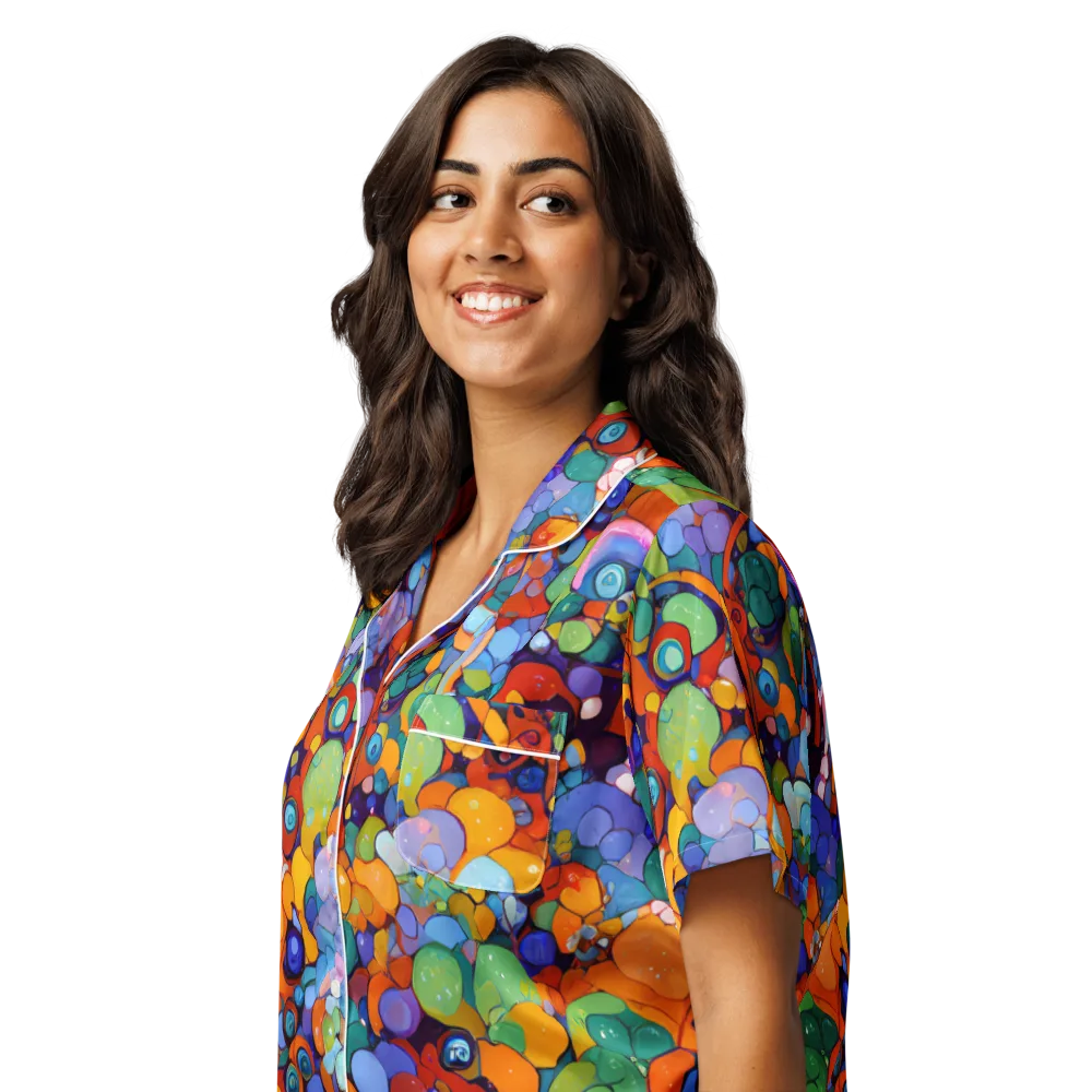 Chromatic Pebble Riot on Women's Short Sleeve Pajama Top — Left Front