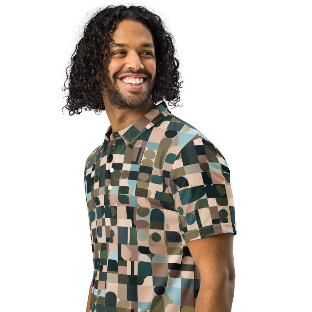 Mosaic Afterglow on Men's Slim Fit Polo Shirt — Left Front
