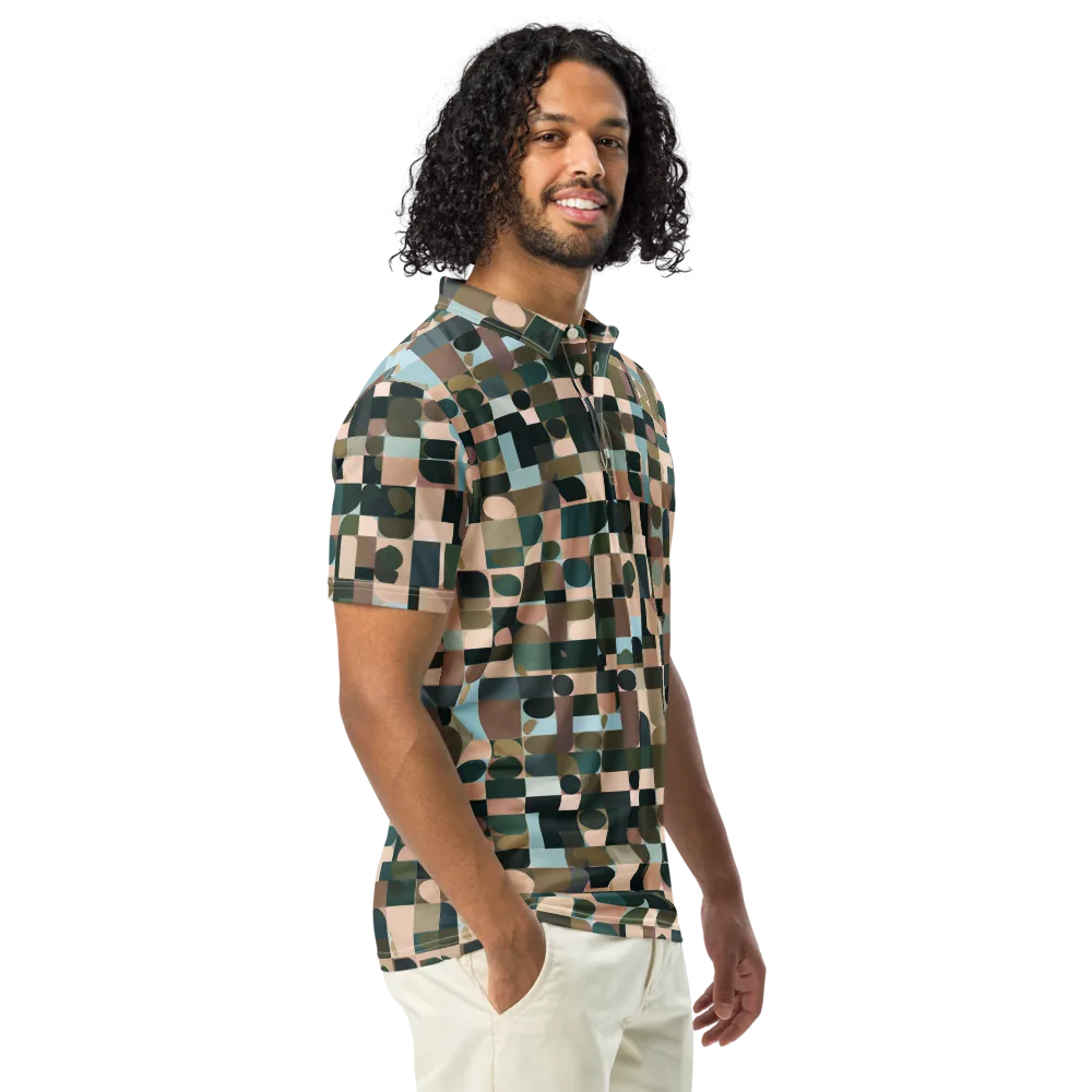 Mosaic Afterglow on Men's Slim Fit Polo Shirt — Right Front