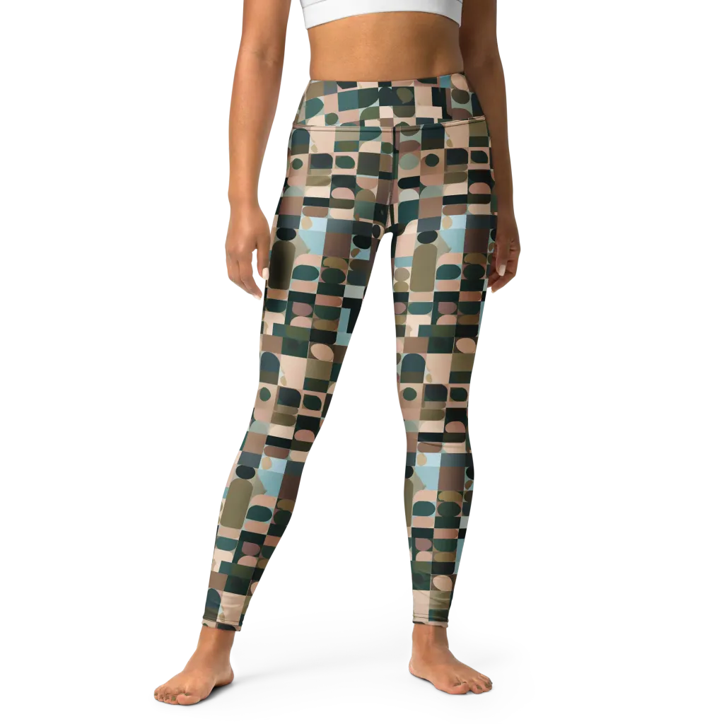 Mosaic Afterglow on Yoga Leggings — Front