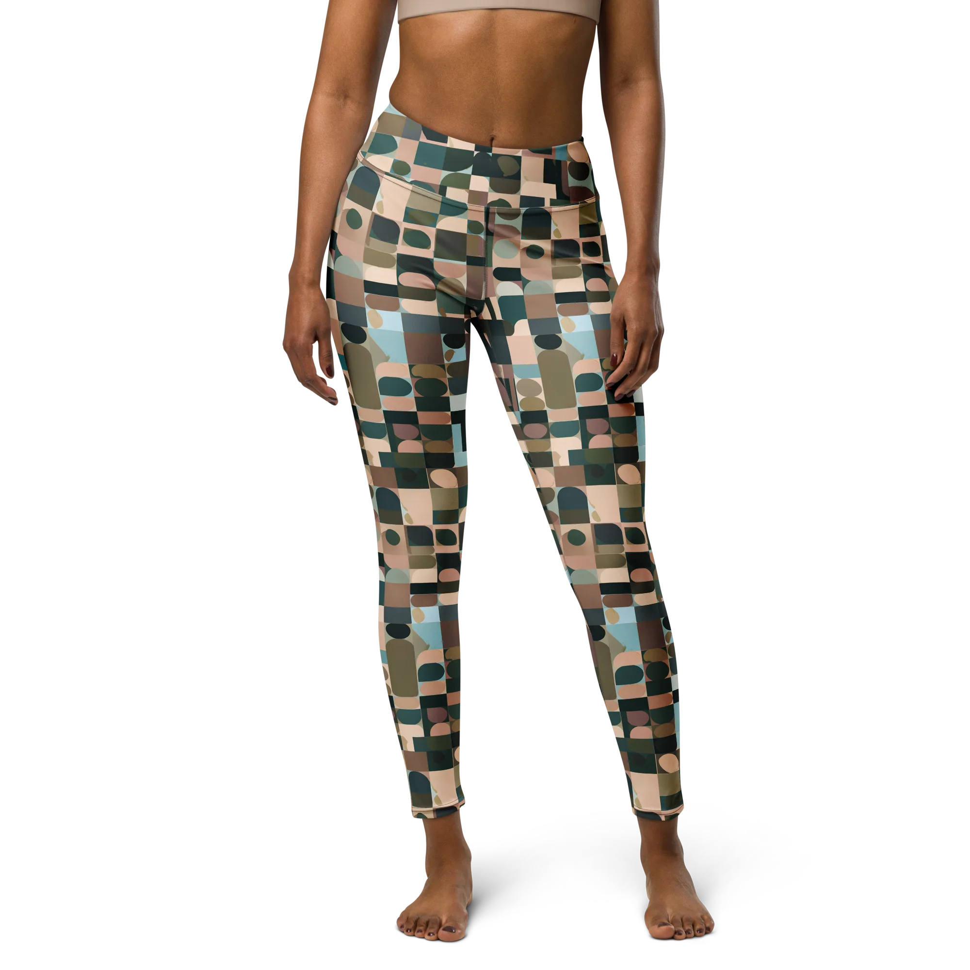 Mosaic Afterglow on Yoga Leggings — Front