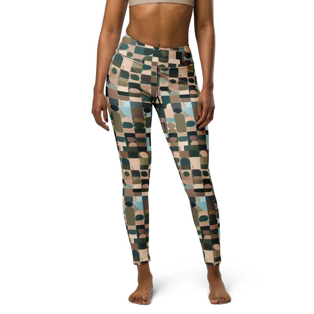 Mosaic Afterglow on Yoga Leggings — Front