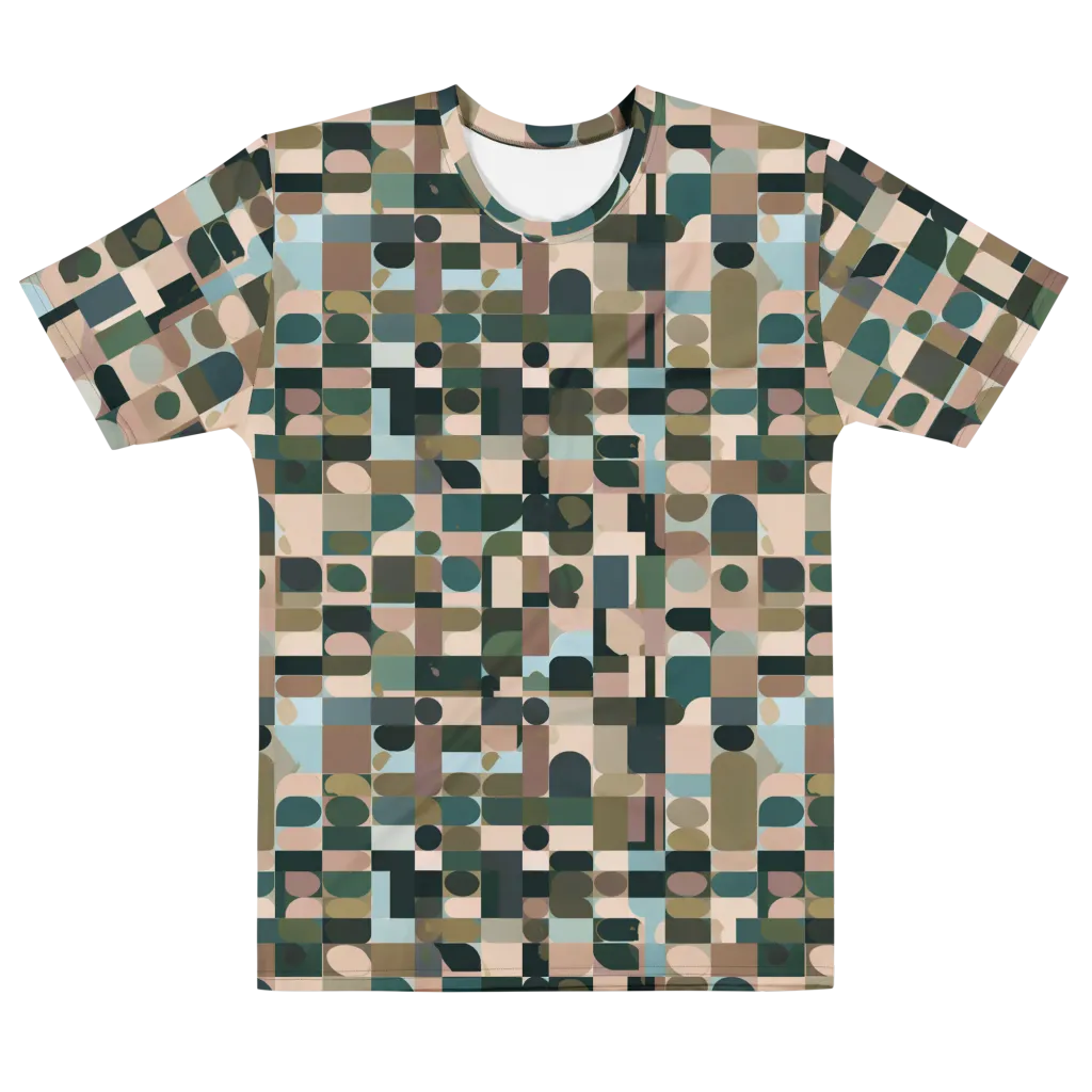 Mosaic Afterglow on Men's Cotton Crew Neck T-Shirt — Front