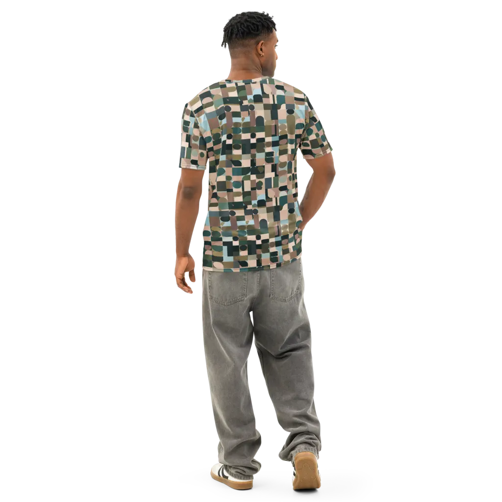 Mosaic Afterglow on Men's Cotton Crew Neck T-Shirt — Back