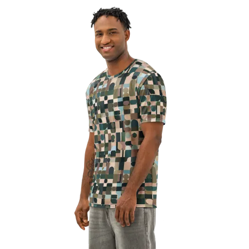 Mosaic Afterglow on a Men's Cotton Crew Neck T-Shirt