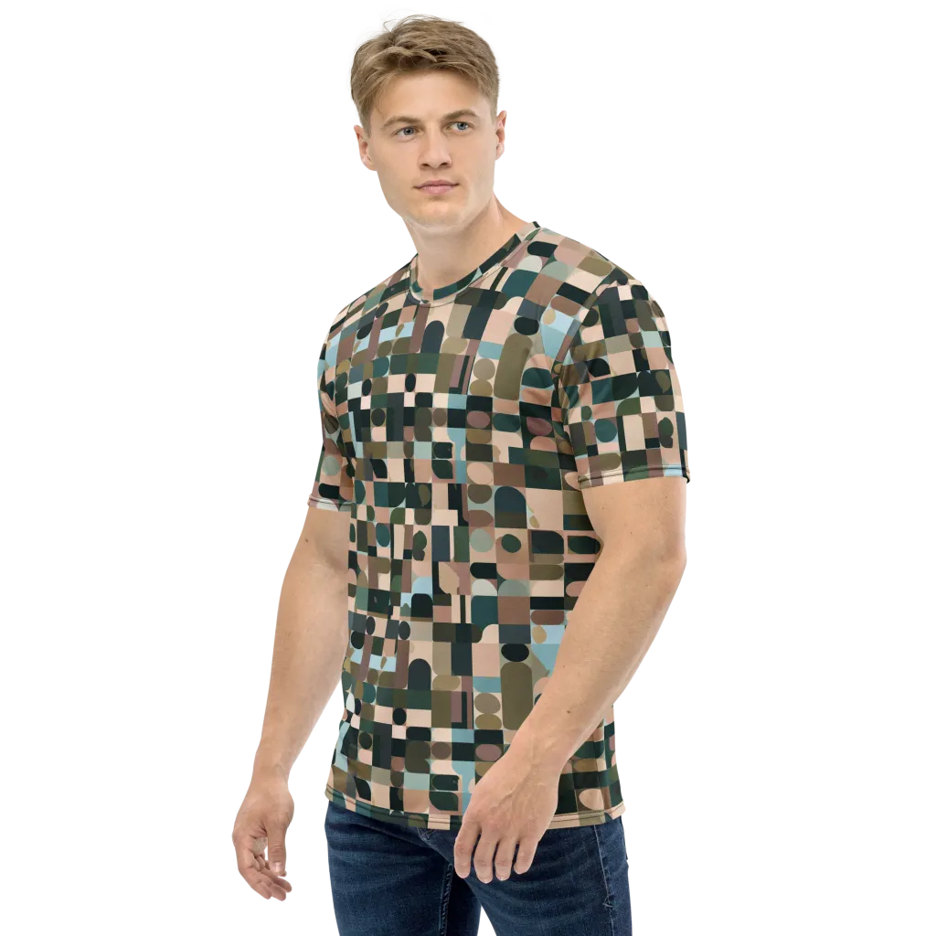 Mosaic Afterglow on Men's Crew Neck T-Shirt — Left