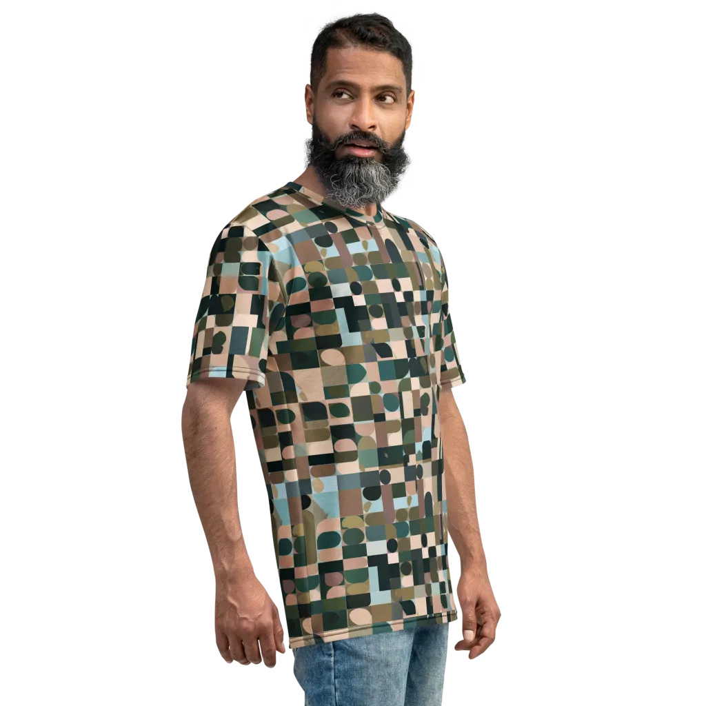 Mosaic Afterglow on Men's Crew Neck T-Shirt — Right