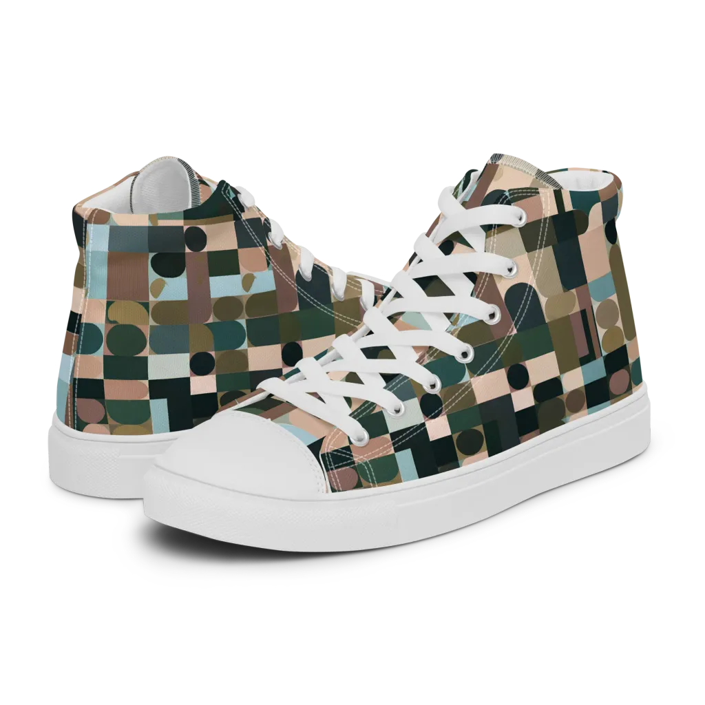 Mosaic Afterglow on Men's High Top Canvas Shoes — Left