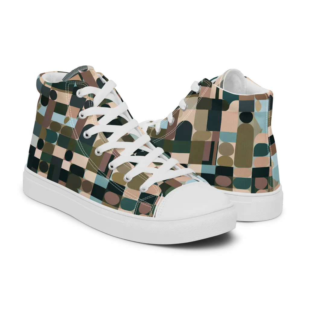 Mosaic Afterglow on Men's High Top Canvas Shoes — Right
