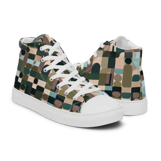 Mosaic Afterglow on a Men's High Top Canvas Shoes