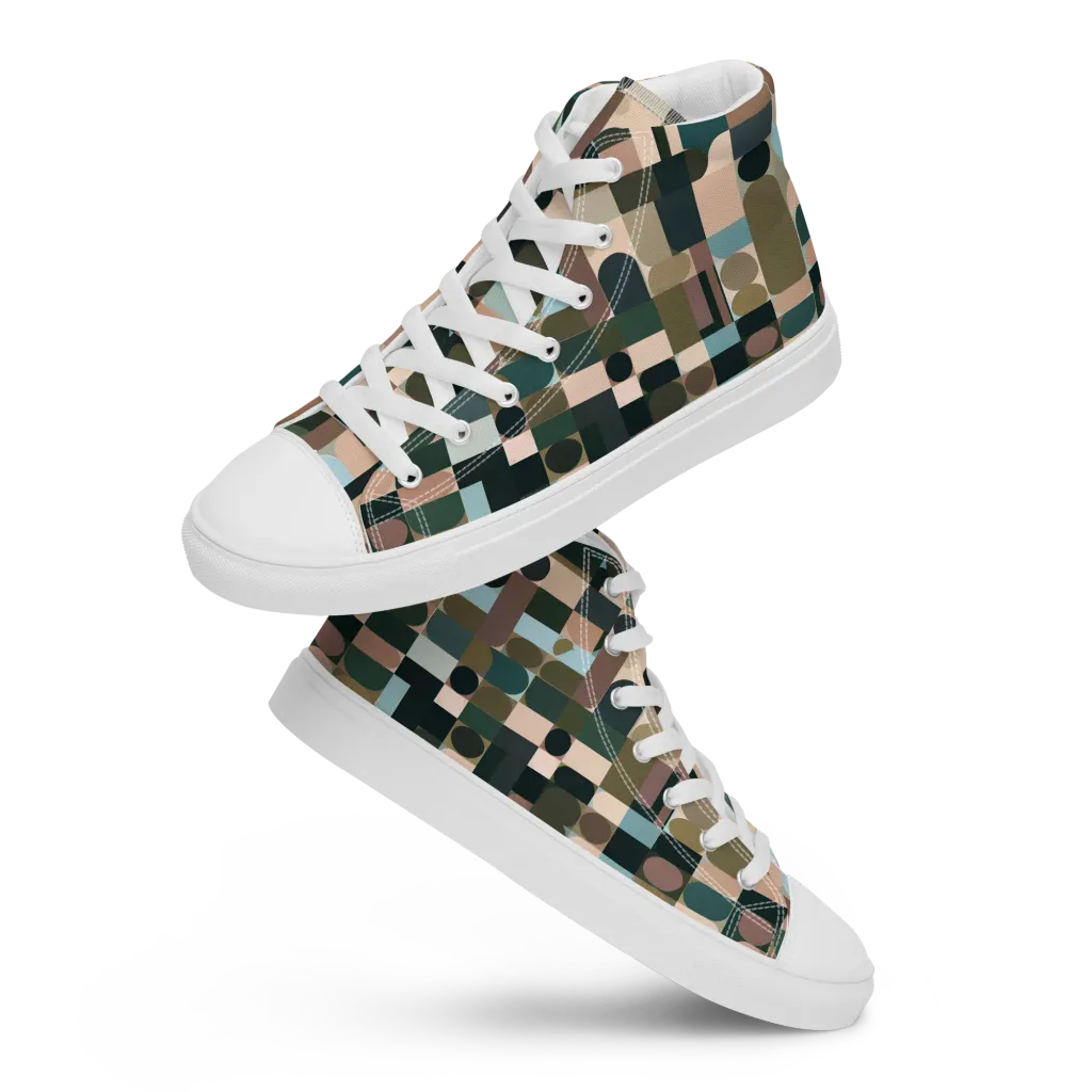 Mosaic Afterglow on Men's High Top Canvas Shoes — Front