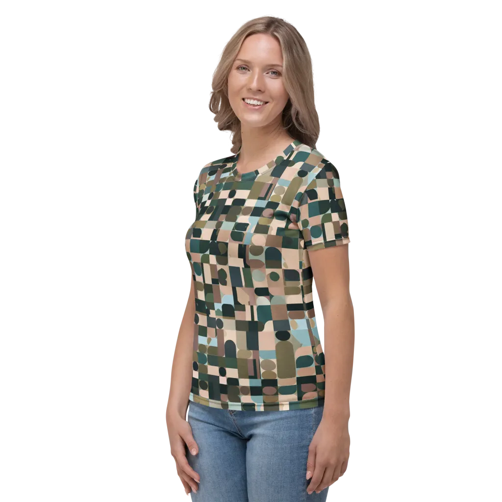 Mosaic Afterglow on Women's Crew Neck T-Shirt — Left