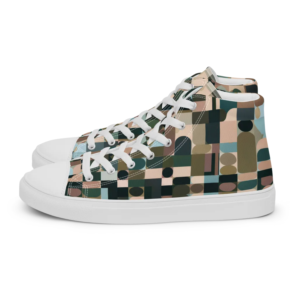 Mosaic Afterglow on Women's High Top Canvas Shoes — Left