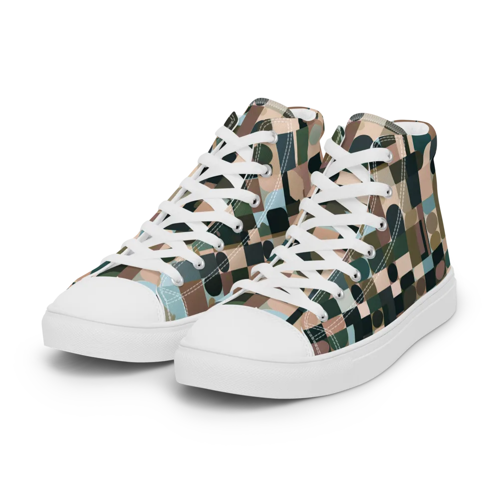 Mosaic Afterglow on Women's High Top Canvas Shoes — Left Front