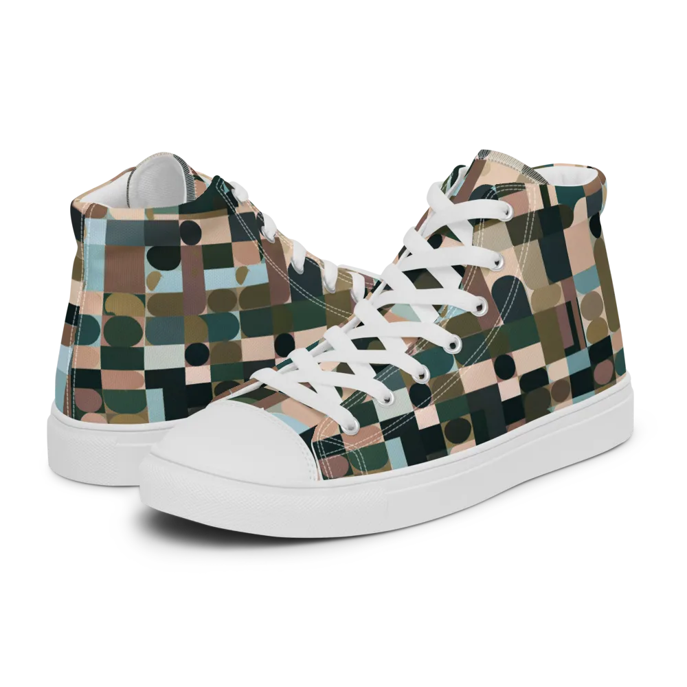 Mosaic Afterglow on Women's High Top Canvas Shoes — Left