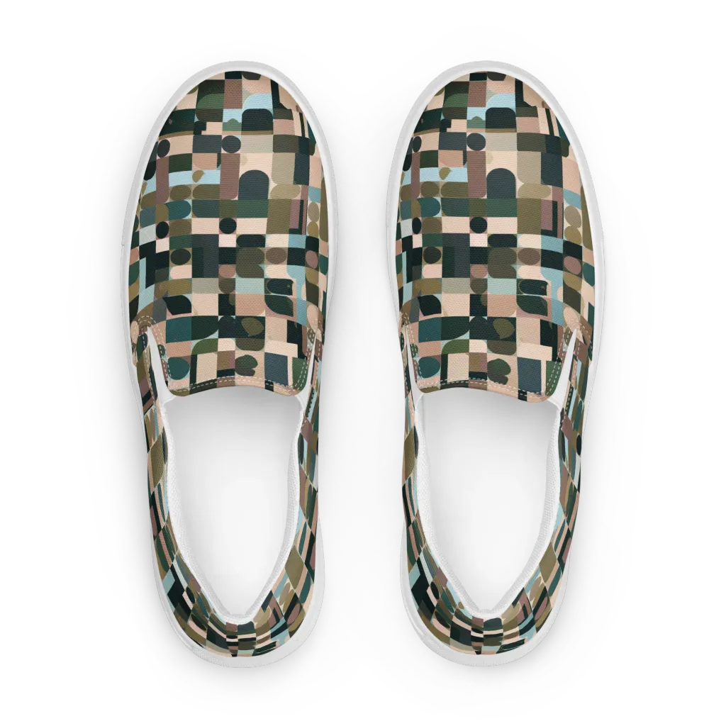 Mosaic Afterglow on Men's Slip-On Canvas Shoes — Front