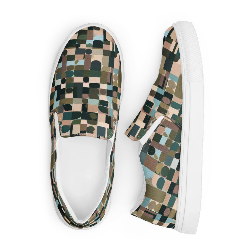 Mosaic Afterglow on Men's Slip-On Canvas Shoes — Front