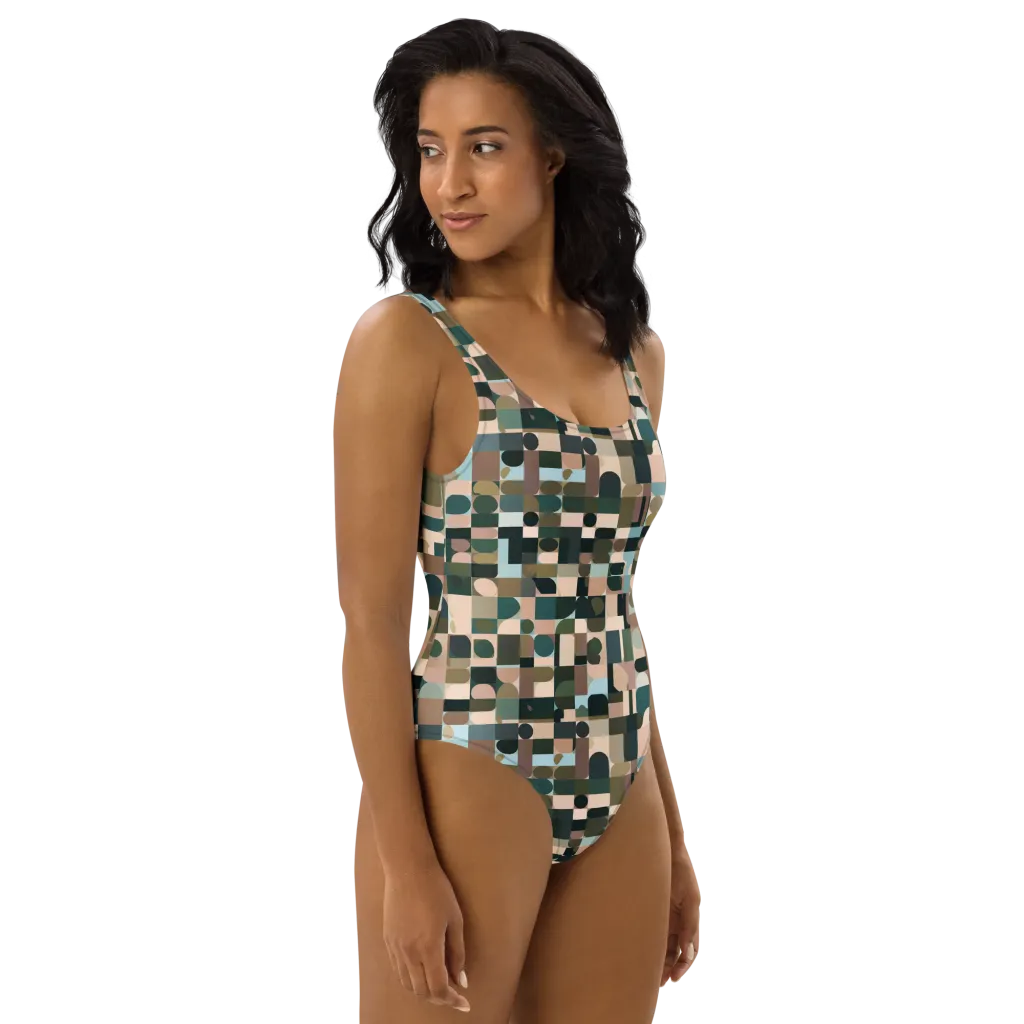 Mosaic Afterglow on One-Piece Swimsuit — Right