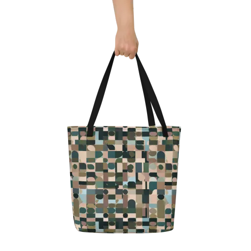 Mosaic Afterglow on a Large Tote Bag W/ Pocket
