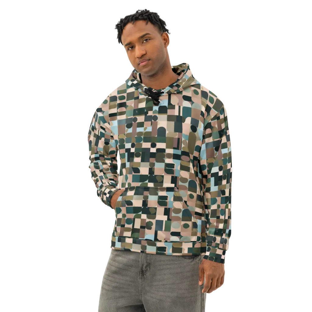 Mosaic Afterglow on Cotton Hoodie — Left Front
