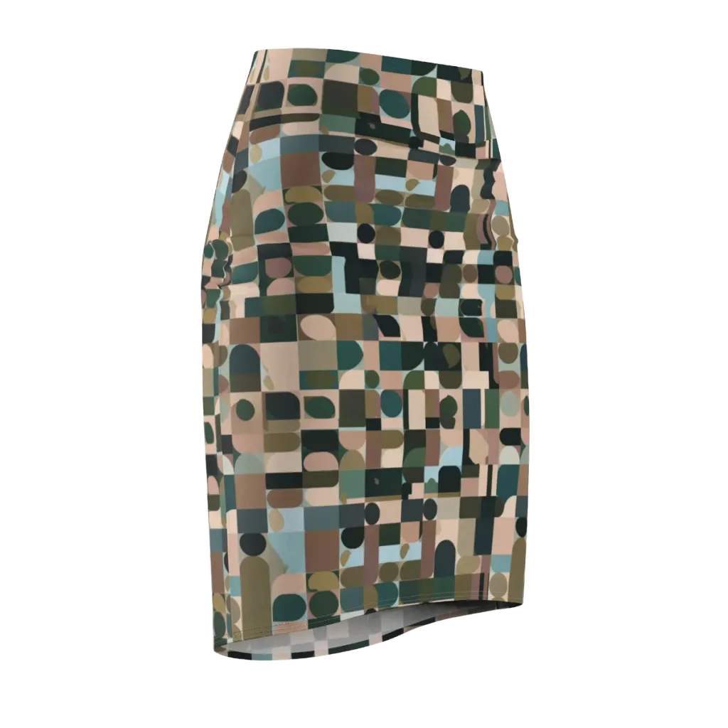 Mosaic Afterglow on Pencil Skirt — Front Side